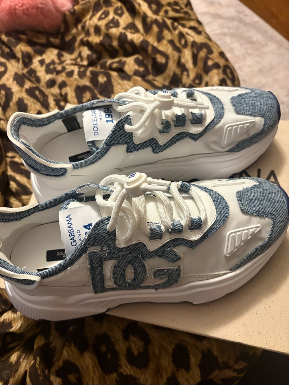 Dolce & Gabbana women White & Blue Denim Logo Sneakers
